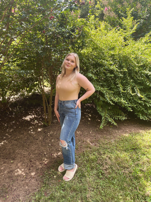 All The Time Bodysuit- TAN