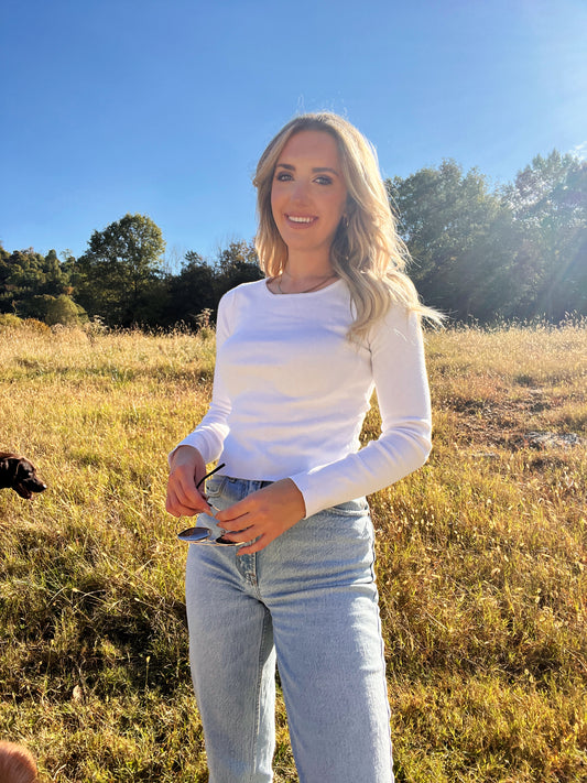 White Cross Long Sleeve- WHITE